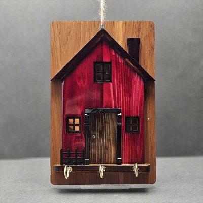 جاکلیدی چوبی طرح کلبه سه قلاب