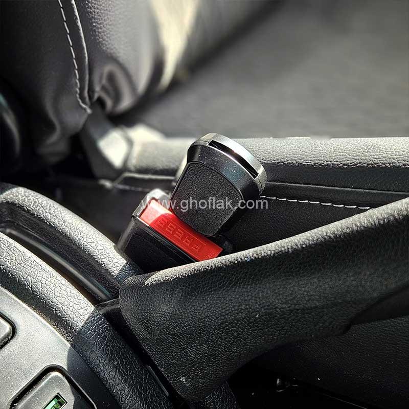 سایلنسر کمربند ایمنی خودرو کربن مشکی دو حالته بدنه فلزی